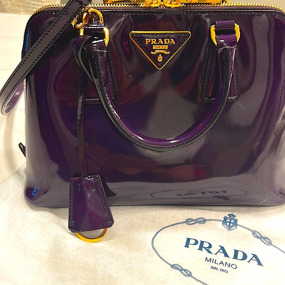 Prada Handbags - Prada Rare Spazzolato domed promenade patent leather bag